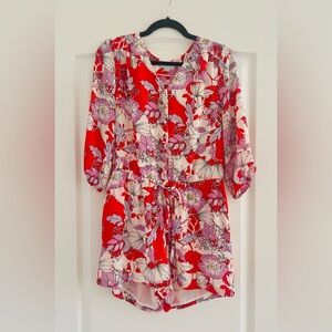 Floral Red and Pink Romper
